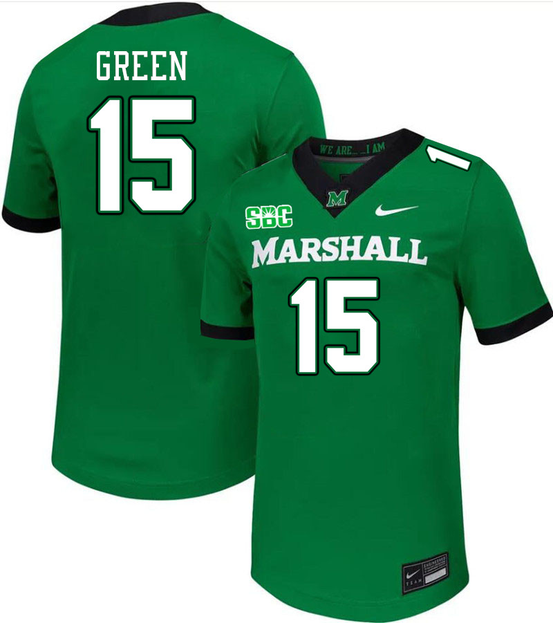 Marshall Thundering Herd #15 Mike Green College Football Jerseys,Uniforms-Green